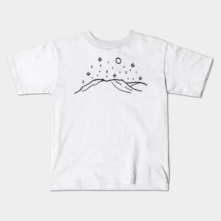 Mountains with Stars and Full Moon Drawing Kids T-Shirt